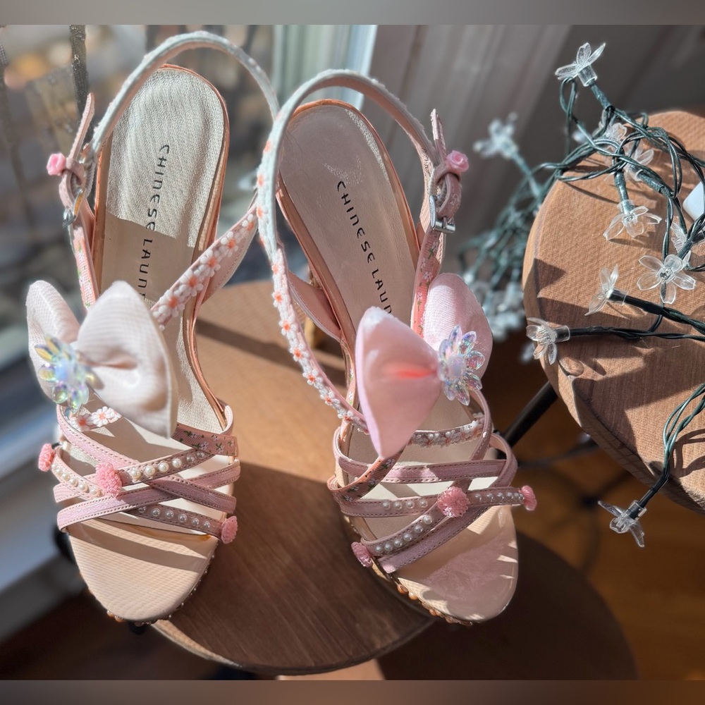 Custom HandAdorned OOAK Cork Platform Stilletto Women Runway Statement Heels 8.5 - Picture 3 of 16